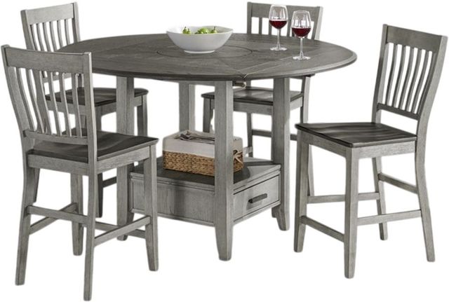 American Wholesale Furniture Palisade 5-Piece Gray Counter Table Set-0