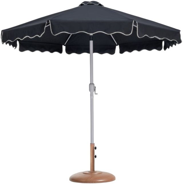 Meridian Furniture Amalfi Black/Matte White/Teak Aluminum Outdoor Patio Umbrella and Round Base-0