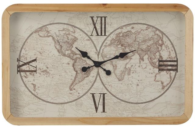 Deco Marche Brown World Map Wall Clock-0