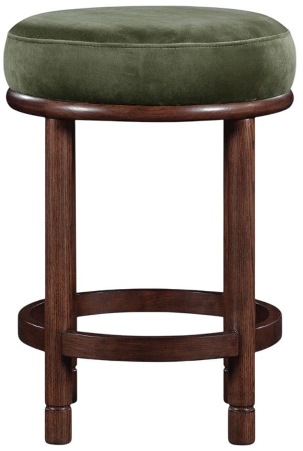 Meridian Furniture Monette Green/Walnut Brown Upholstered Counter Stool-1