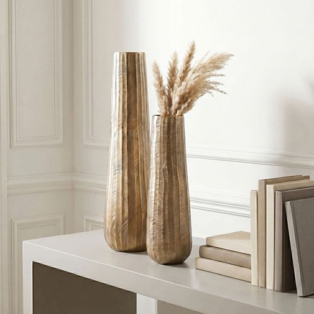 Uttermost® Vertiforge 2-Piece Antique Gold Vase Set-4