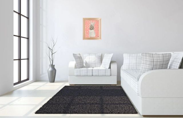 Classy Art White Gold Pineapple on Polka Dots Pink by Nature Magick Wall Art-2