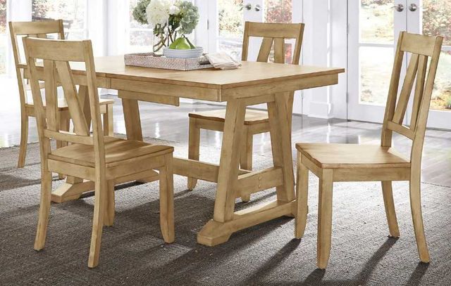 Liberty Furniture Lindsey Farm 5-Piece Natural Trestle Dining Table Set-0