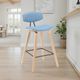 Armen Living Fox 4-Piece Blue/Oak Barstool Set-1