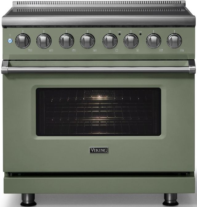 Viking® 5 Series 36" Eucalyptus Pro Style Induction Range with Polished Chrome Trim-3