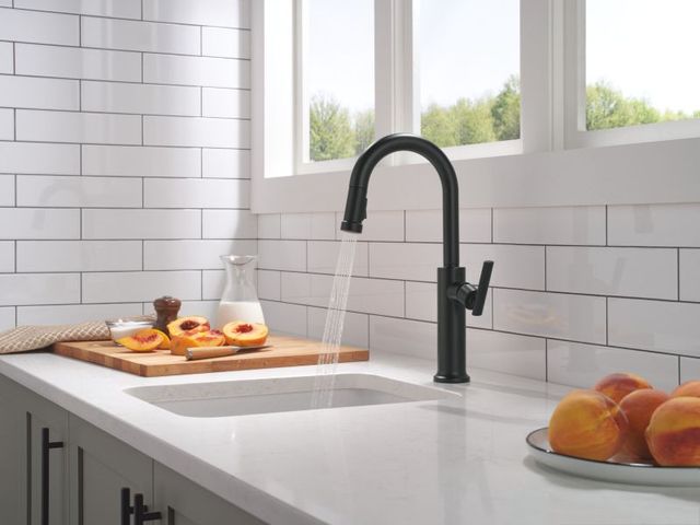 Delta Altado™ Single Matte Black Handle Pull-Down Bar Kitchen Faucet-3