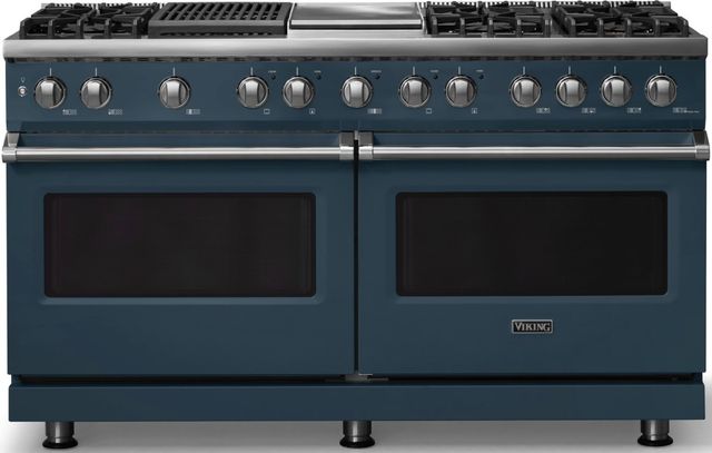 Viking® 5 Series 60" Squall Pro Style Dual Fuel (LP) Range with Polished Chrome Trim-0