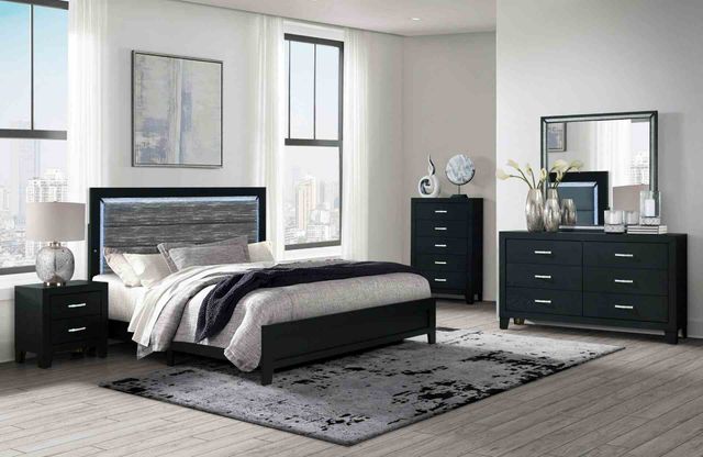Global Furniture USA Reid 5-Piece Black Full Bedroom Set with LED-1