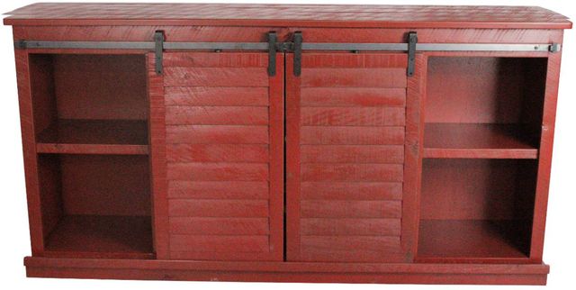 American Heartland Manufacturing Rustic Red Tall Provincial Shutter TV Stand-3
