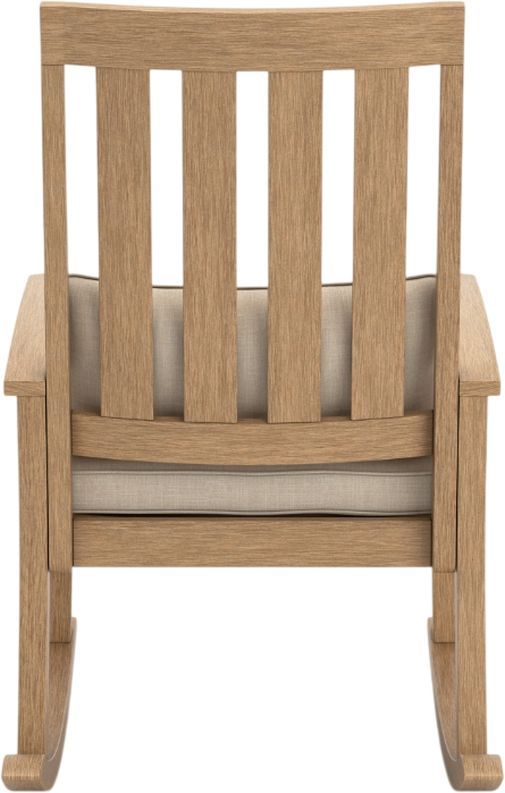 Signature Design by Ashley® Clare View Beige Fabric/Teak Outdoor Rocking Chair-3