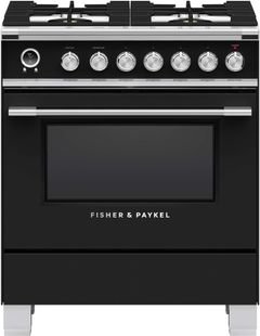 Fisher & Paykel 30" Black Freestanding Dual Fuel Natural Gas Range