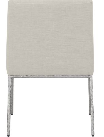 Meridian Furniture Reeves Cream/Brushed Silver Chenille Upholstered Dining Chair-2