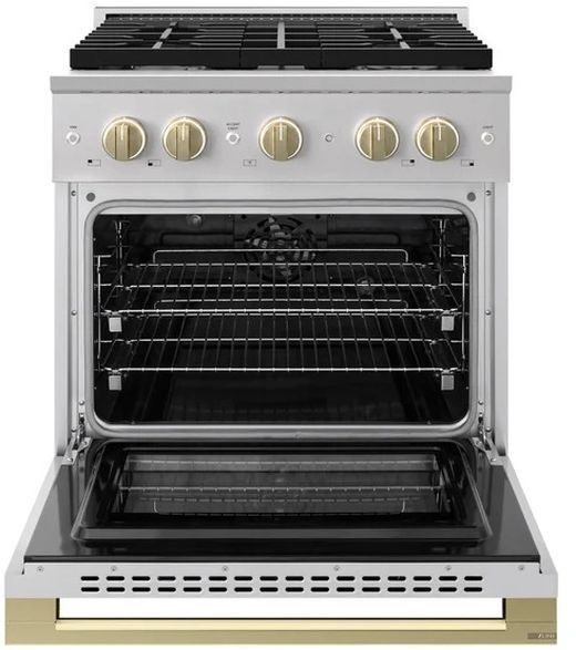 ZLINE Marino 30" Stainless Steel Pro Style Dual Fuel Range with Champagne Bronze Accents-1
