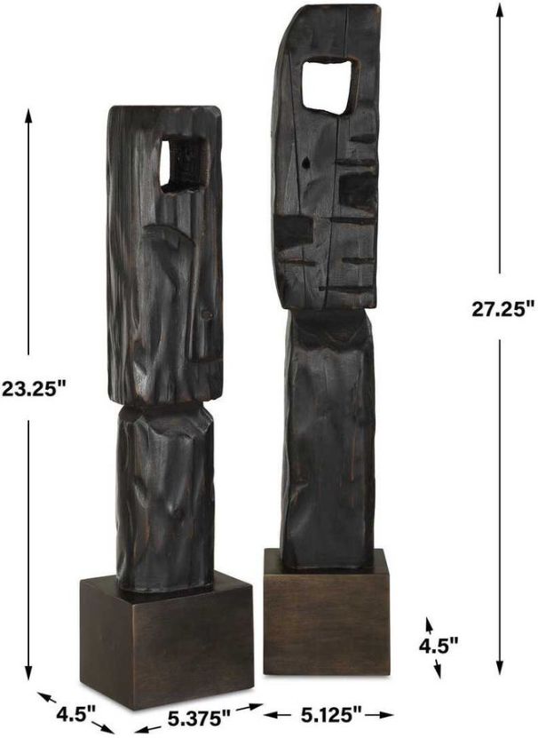 Uttermost® Cipher 2-Piece Aged Black/Brown Totem Set-2
