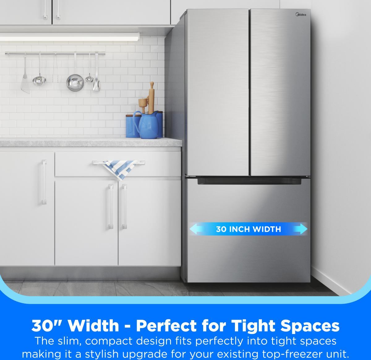Midea® 30 in. 18.4 Cu. Ft. Stainless Steel French Door