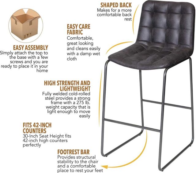 Steve Silver Co. Westover Charcoal Counter Stool-4