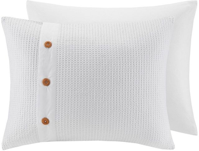 Olliix by Madison Park 3 Piece White King/California King Finley Cotton Waffle Weave Duvet Cover Set-3