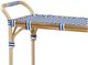 Bassett Mirror Ventana Light Tan Bar Cart with Blue and White Rattan Shelves-1