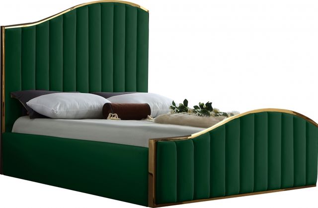 Meridian Furniture Jolie Green Queen Upholstered Panel Bed-0