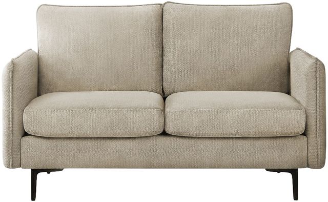 Monarch Specialties Inc. Beige 58" Loveseat with Black Metal Legs-0