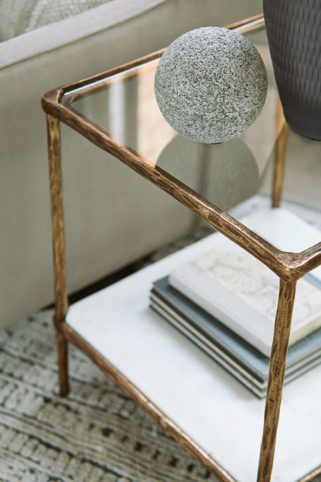 Signature Design by Ashley® Ryandale Glass Top Accent Table with Antique Brass Base-2