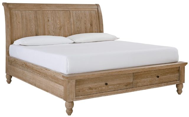 aspenhome® Cambridge Modern Khaki Queen Storage Sleigh Bed-0