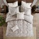Olliix by INK+IVY 3 Piece Gray King/California King Masie Elastic Embroidered Cotton Duvet Cover Set-1