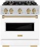 ZLINE Classic Autograph Edition 30" Stainless Steel Pro Style Dual Fuel Range with White Matte Door and Champagne Bronze Accents-0