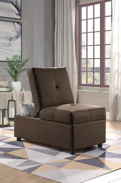 Mazin Furniture Denby Brown Fabric Storage Ottoman/Chair-1