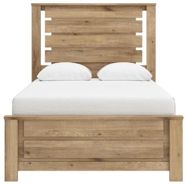 Benchcraft® Brozmont Tan Full Panel Platform Bed-2