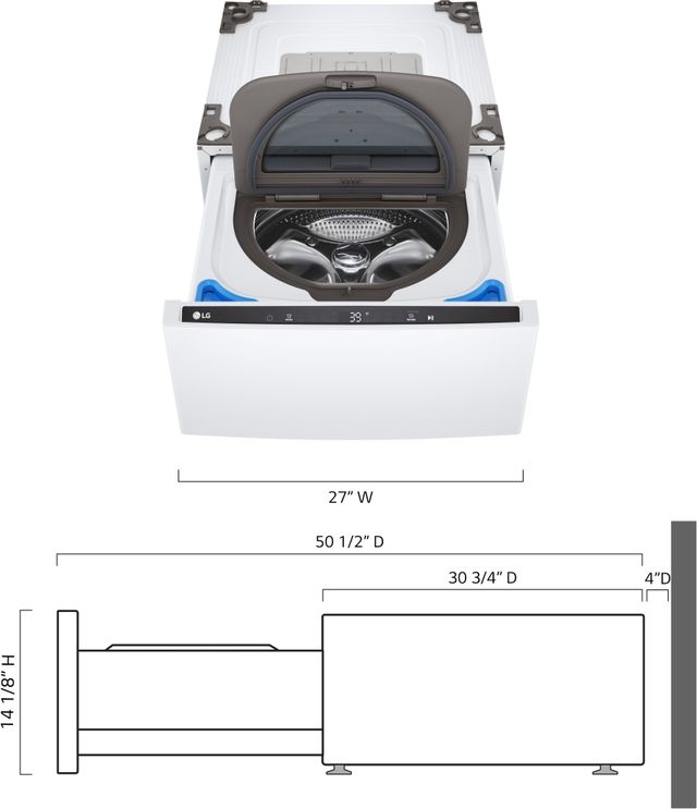 LG SideKick™ 27” W x 15" H White Pedestal Washer-2