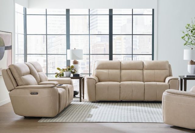 Bassett® Furniture Club Level Manteo Diamond Leather Power Reclining Loveseat with Console-3