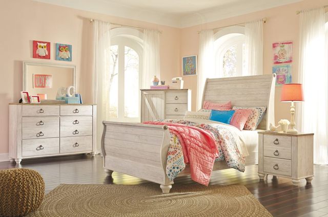 Signature Design by Ashley® Willowton Whitewash Full Panel Headboard-4