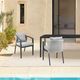 Armen Living Palma 2-Piece Black/Gray Aluminum/Fabric/Rattan Outdoor Dining Arm Chair Set-1