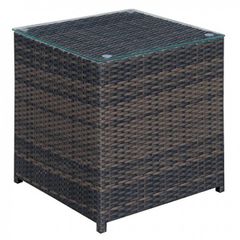 Furniture of America® Ilona Glass Top Brown Outdoor End Table
