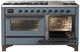 Ilve® Majestic III 60" Blue Gray Pro Style Dual Fuel Natural Gas Range with Triple Glass Door and Burnished Trim-4