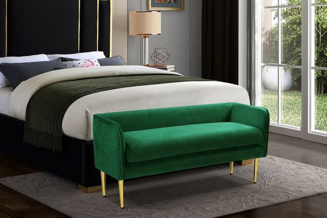 Meridian Furniture Audrey Green Velvet Accent Bench -3
