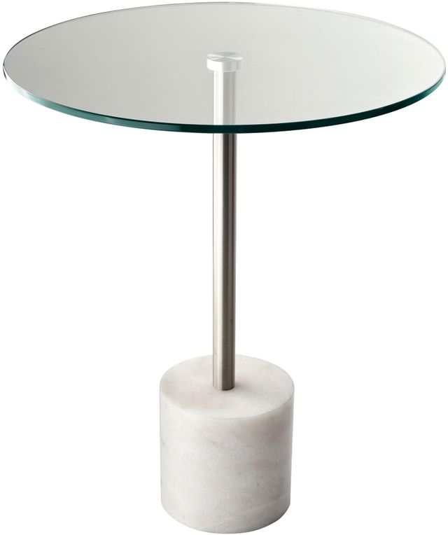 Adesso® Blythe Glass Top End Table with White Marble Base-0