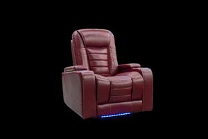 iPowr Red Leather 3pc Triple Power Zero Gravity, Lay-Flat Home Theater Set