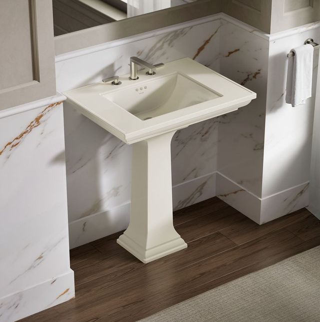 Kohler Memoirs® Stately Biscuit 30.75" 3 Faucet Holes Rectangular Pedestal Bathroom Sink-2