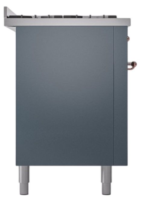 Ilve® Nostalgie II Noblesse 60'' Blue Gray Pro Style Dual Fuel Range with Copper Trim-2