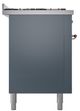 Ilve® Nostalgie II Noblesse 60'' Blue Gray Pro Style Dual Fuel Range with Copper Trim-2