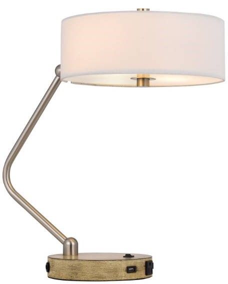 Cal® Lighting & Accessories Brushed Steel/White Desk Lamp-1