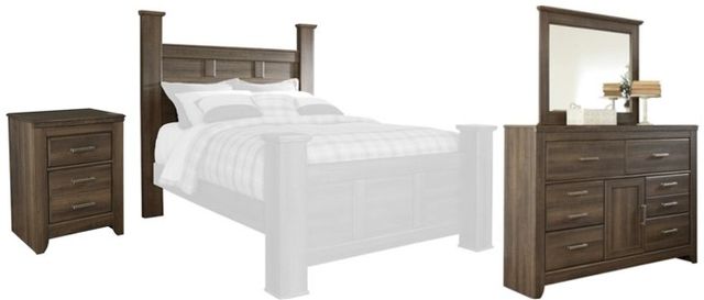 Signature Design by Ashley® Juararo 4-Piece Dark Brown Queen Poster Headboard Bedroom Set-0