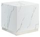 Mazin Furniture Astraia White Faux Marble End Table with Brushed Nickel Base-0