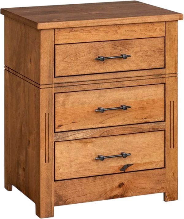Country Classic Collection Customizable Signature 3-Drawer Nightstand with Locking Slideout Top-0