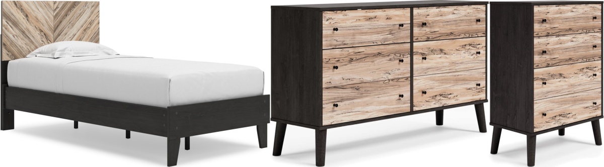 Signature Design by Ashley® Piperton 3-Piece Two-Tone Brown/Black Twin Panel Platform Bed Set