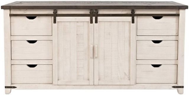 Jofran Inc. Madison County Brown/Vintage White Barn Door Server-2
