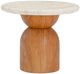 TOV Furniture Cynthia Travertine/Walnut Brown Concrete Indoor/Outdoor Side Table-0