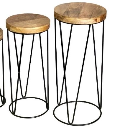 Jaipur Furniture Ravi Range 3-Piece Black/Brown Stool Set-1